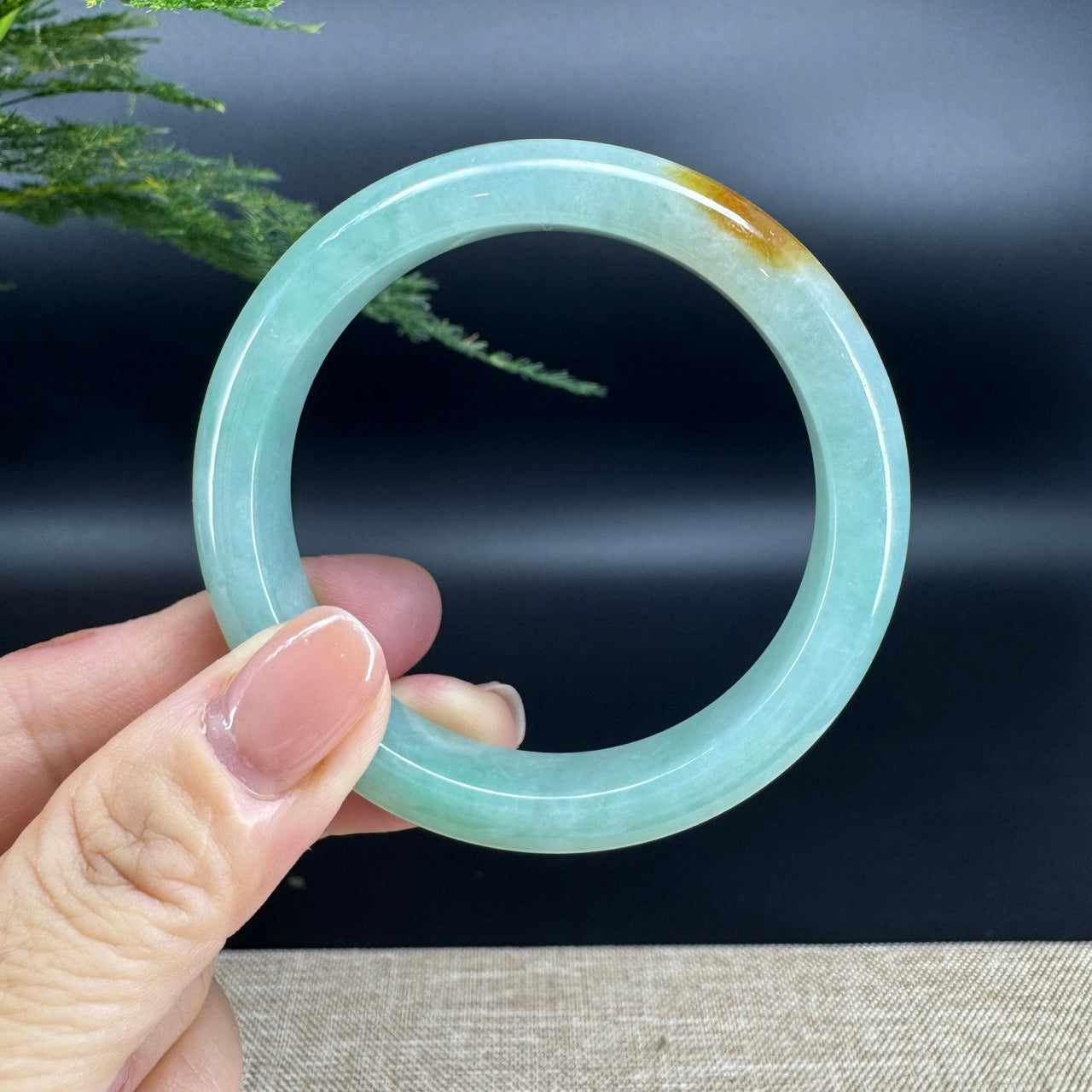 Genuine Burmese Yellow Green Jade Jadeite Bangle Bracelet ( 54mm )
