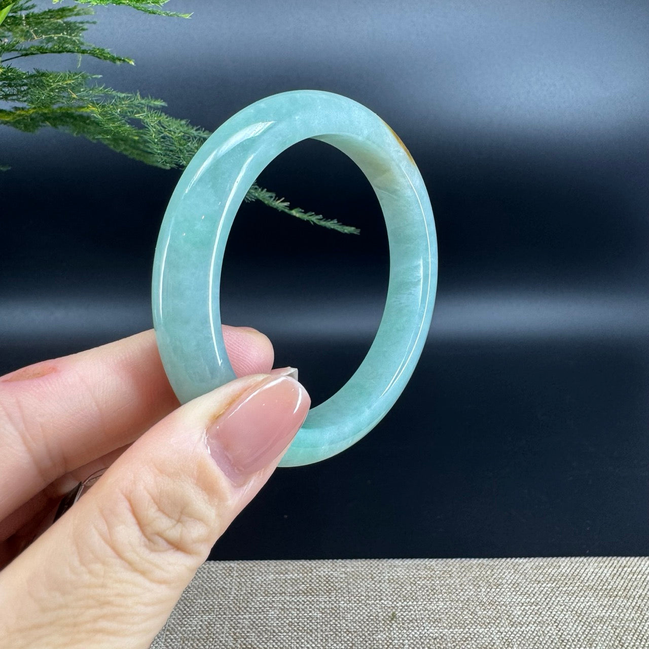 Genuine Burmese Yellow Green Jade Jadeite Bangle Bracelet ( 54mm )