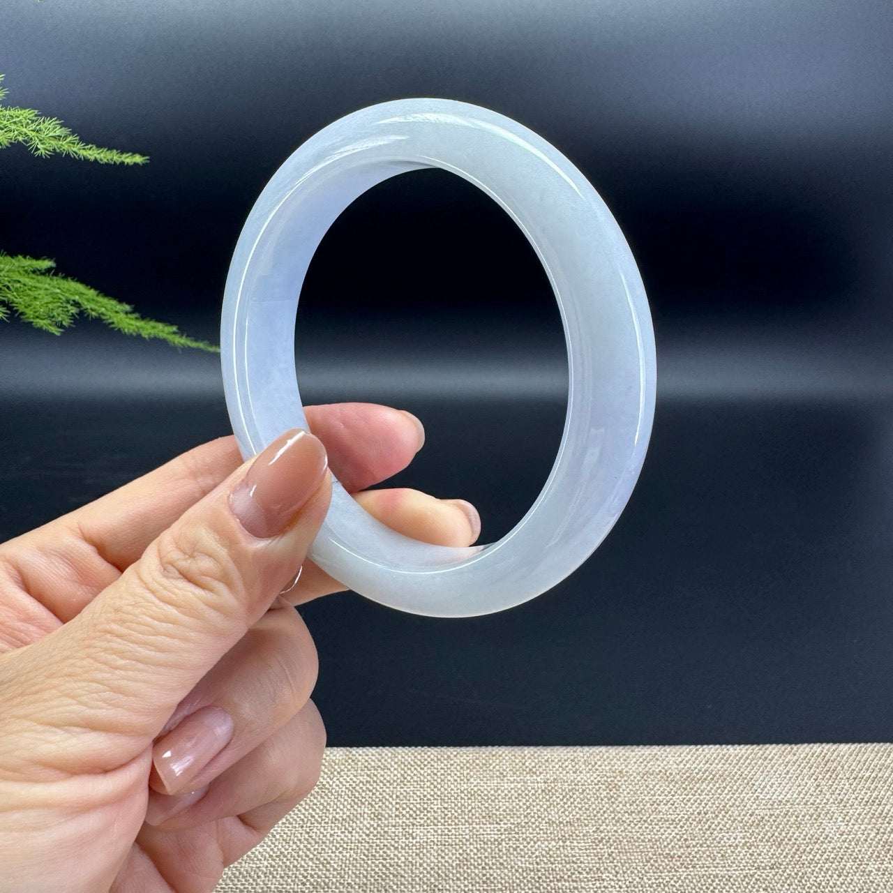 Genuine Burmese Lavender Green Jade Jadeite Bangle Bracelet (60.7mm)