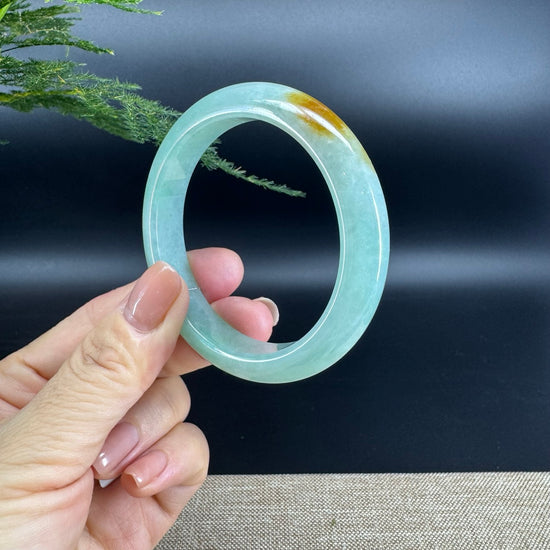 Genuine Burmese Yellow Green Jade Jadeite Bangle Bracelet ( 54mm )