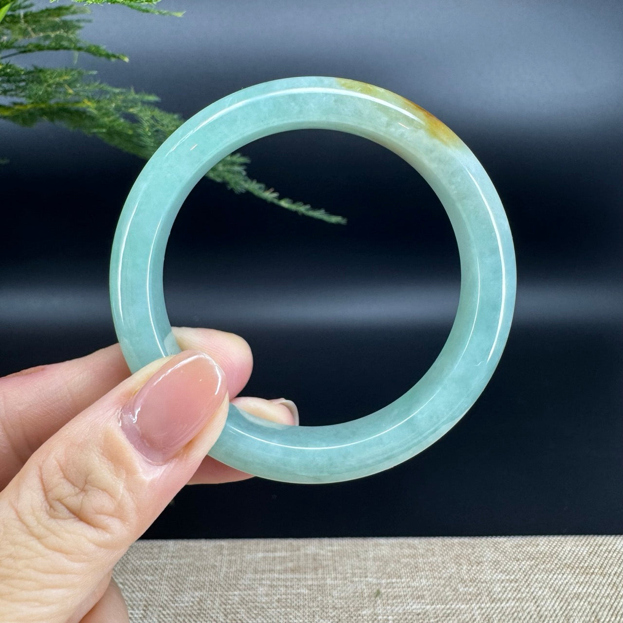 Genuine Burmese Yellow Green Jade Jadeite Bangle Bracelet ( 54mm )