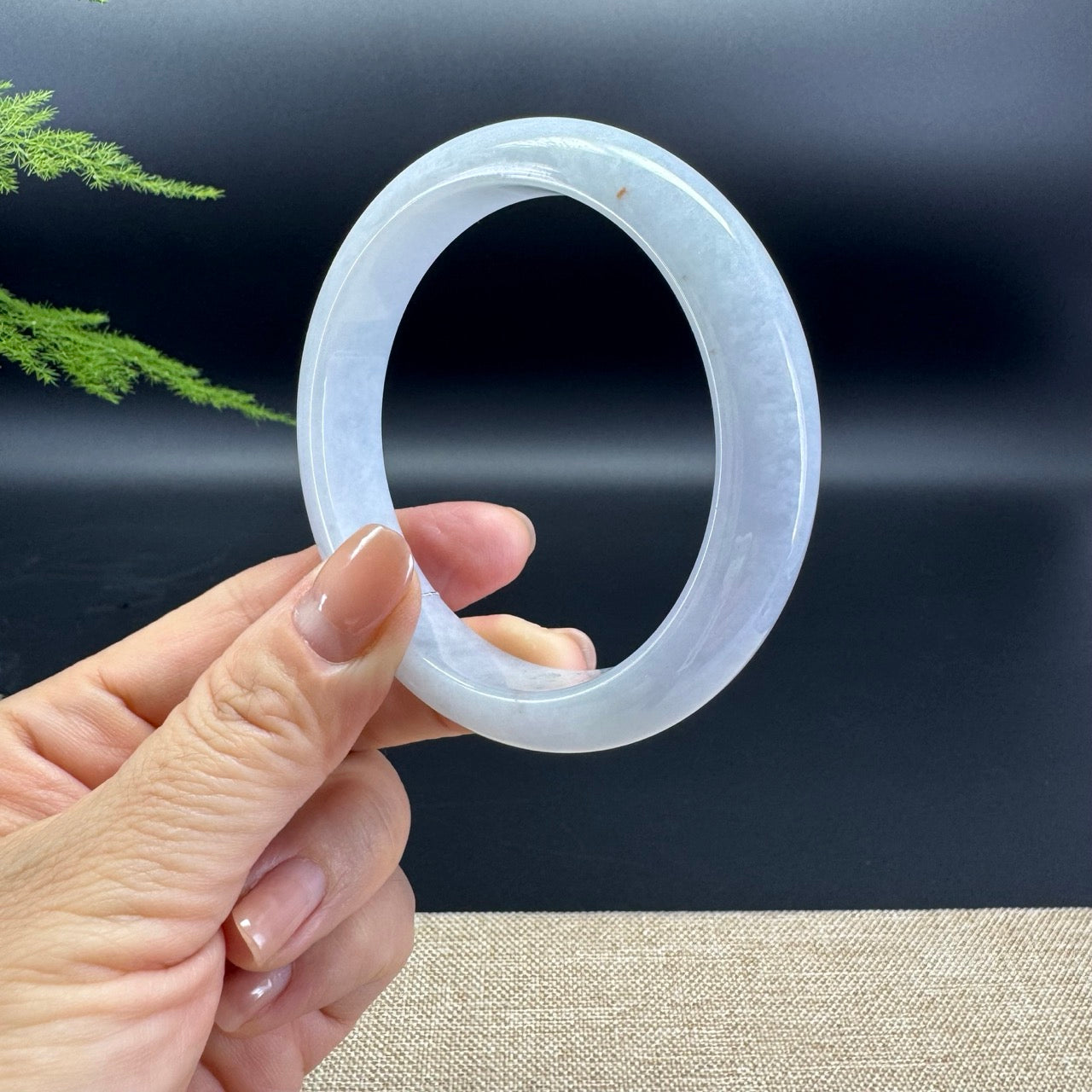 Genuine Burmese Lavender Green Jade Jadeite Bangle Bracelet ( 60mm )