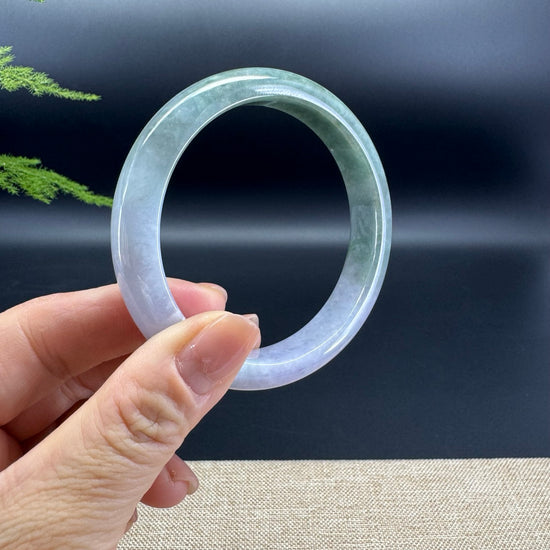 Genuine Burmese Lavender Green Jade Jadeite Bangle Bracelet ( 60.5mm )