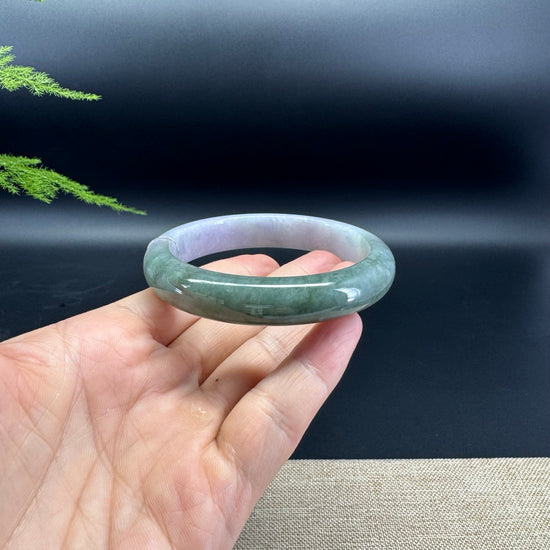 Genuine Burmese Lavender Green Jade Jadeite Bangle Bracelet ( 60.5mm )