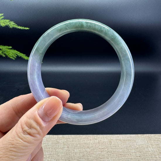 Genuine Burmese Lavender Green Jade Jadeite Bangle Bracelet ( 60.5mm )