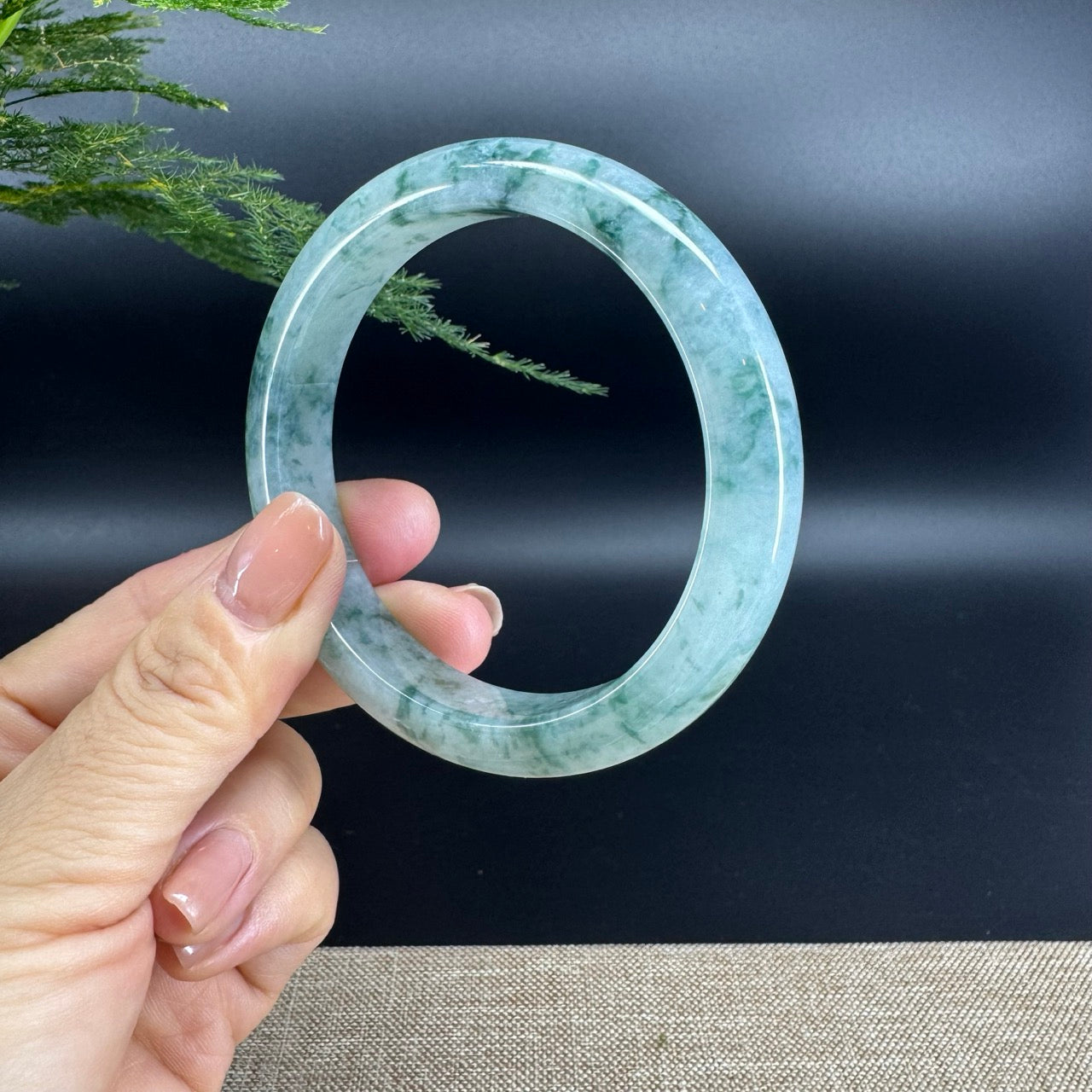 Genuine Burmese Icy Green Jade Jadeite Bangle Bracelet (61mm)