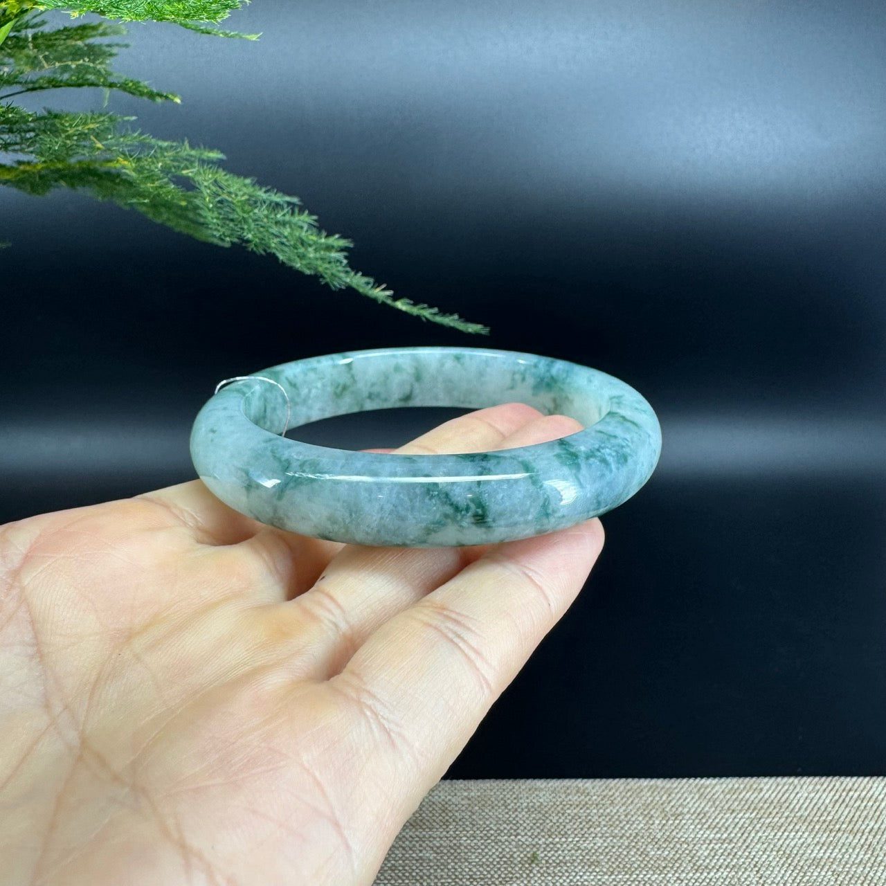 Genuine Burmese Icy Green Jade Jadeite Bangle Bracelet (61mm)