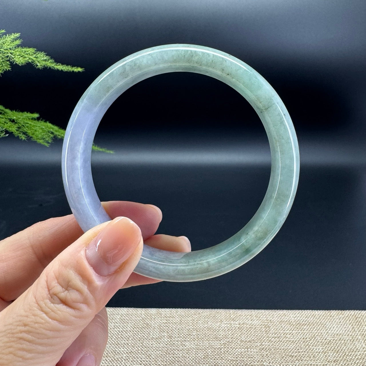Genuine Burmese Lavender Green Jade Jadeite Bangle Bracelet ( 60.5mm )