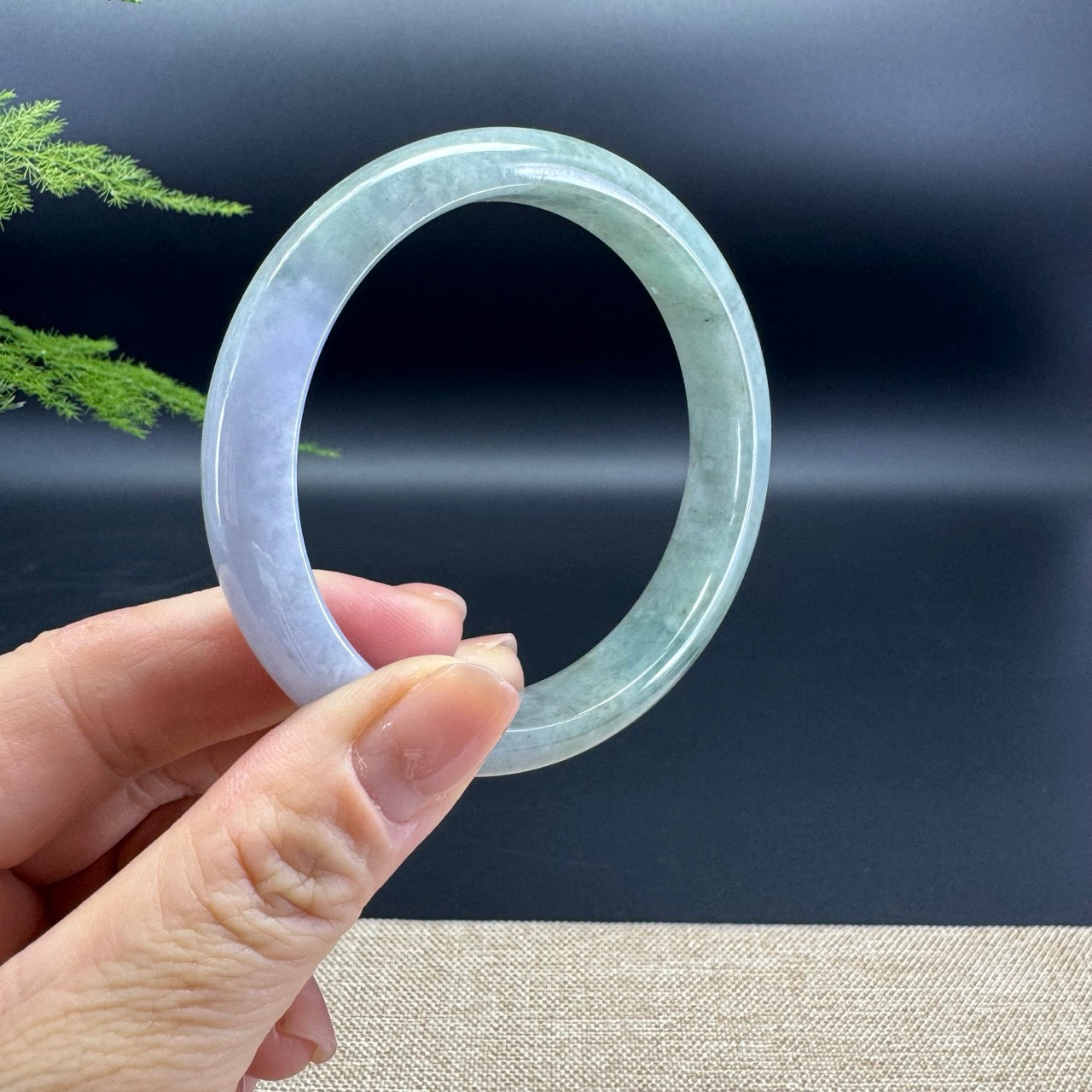 Genuine Burmese Lavender Green Jade Jadeite Bangle Bracelet ( 60.5mm )
