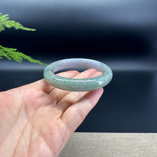 Genuine Burmese Lavender Green Jade Jadeite Bangle Bracelet ( 60.5mm )