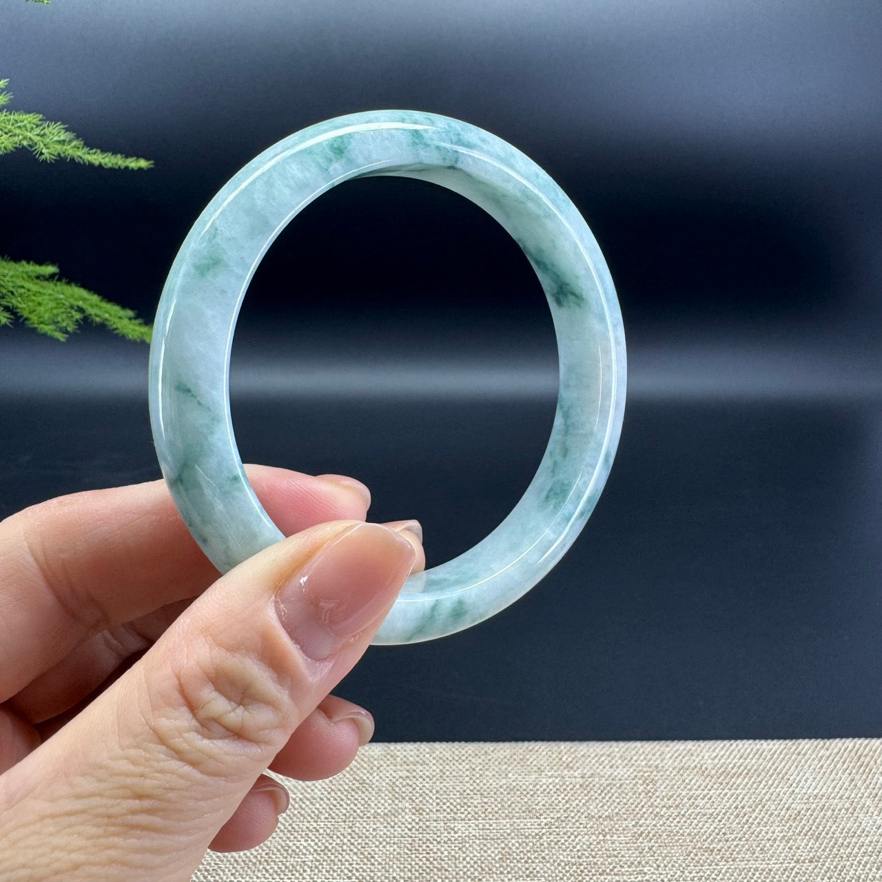 Genuine Burmese Blue Green Jade Jadeite Bangle Bracelet ( 60.6mm )