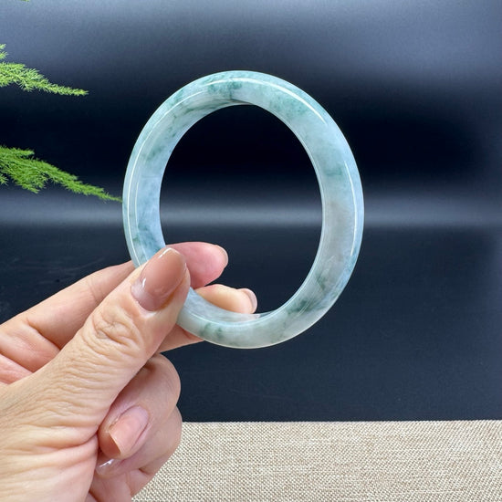 Genuine Burmese Blue Green Jade Jadeite Bangle Bracelet ( 60.6mm )