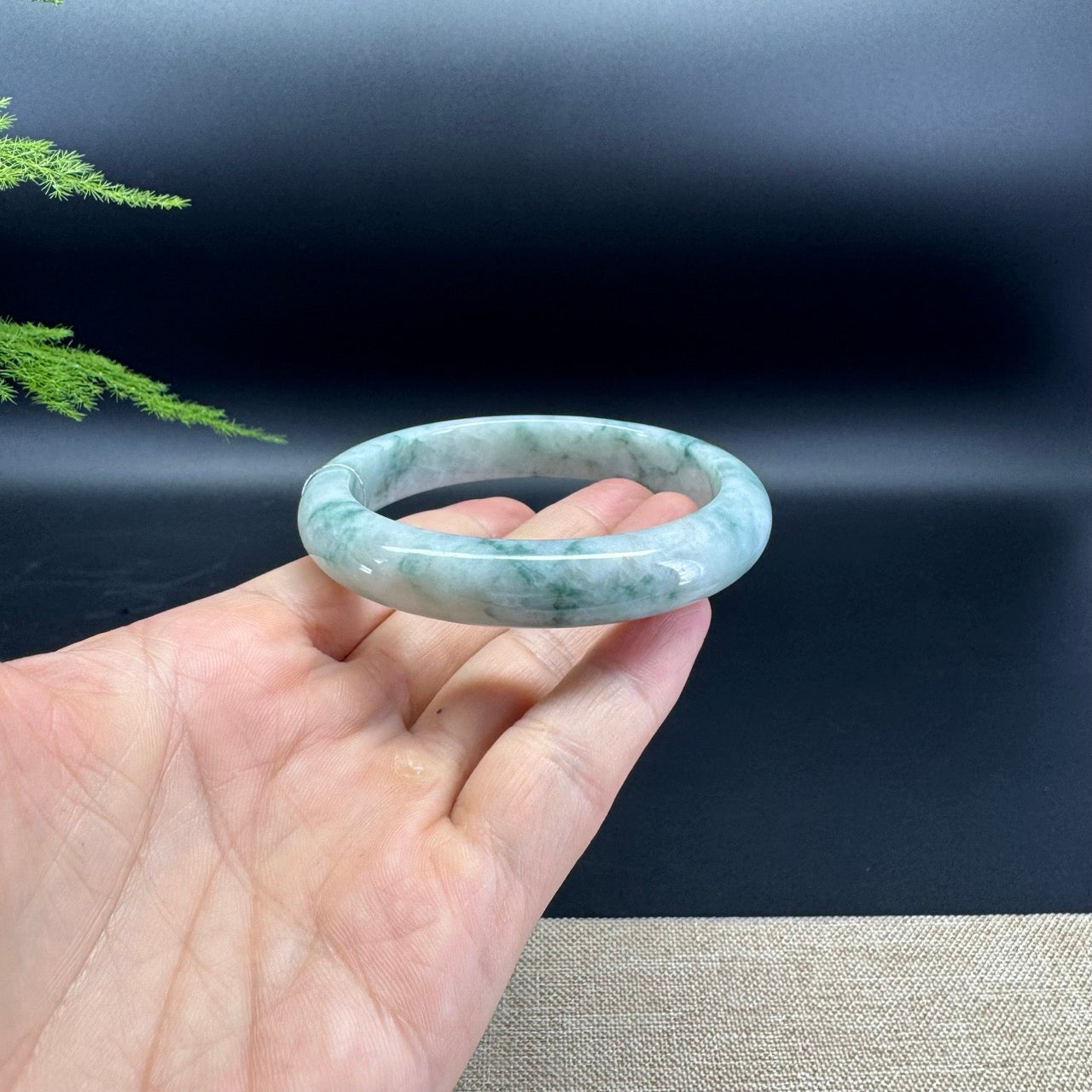 Genuine Burmese Blue Green Jade Jadeite Bangle Bracelet ( 60.6mm )