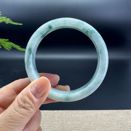 Genuine Burmese Blue Green Jade Jadeite Bangle Bracelet ( 60.6mm )