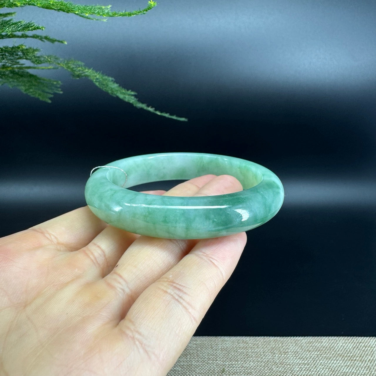 Genuine Burmese Apple Green Jade Jadeite Bangle Bracelet ( 57.1mm )