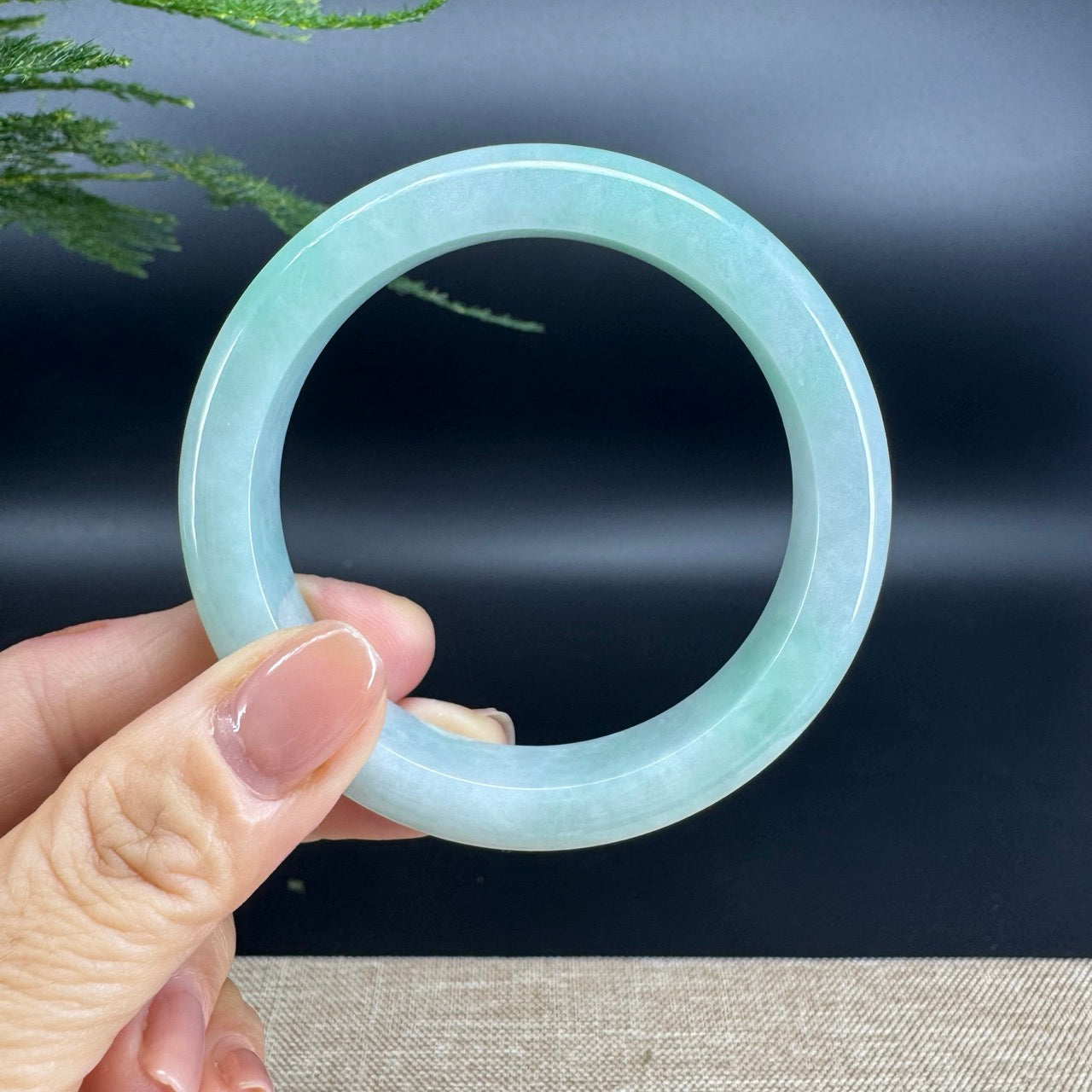 Genuine Burmese Apple Green Jade Jadeite Bangle Bracelet ( 57.3mm )