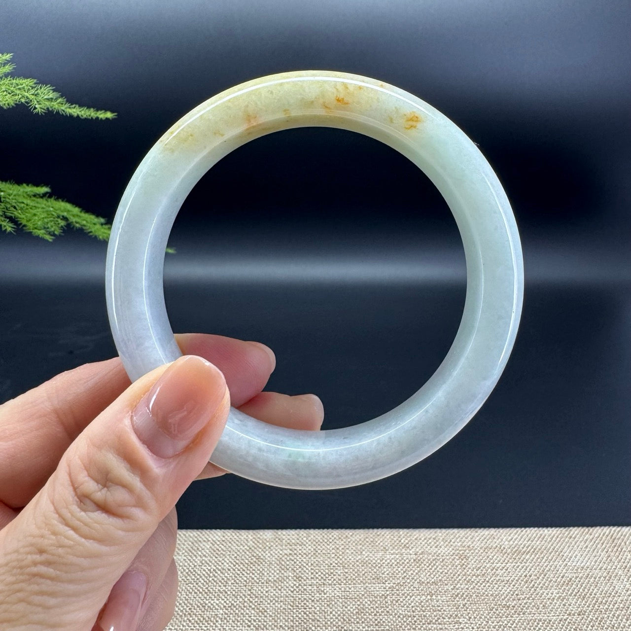Genuine Burmese Yellow Green Jade Jadeite Bangle Bracelet ( 60.4mm )