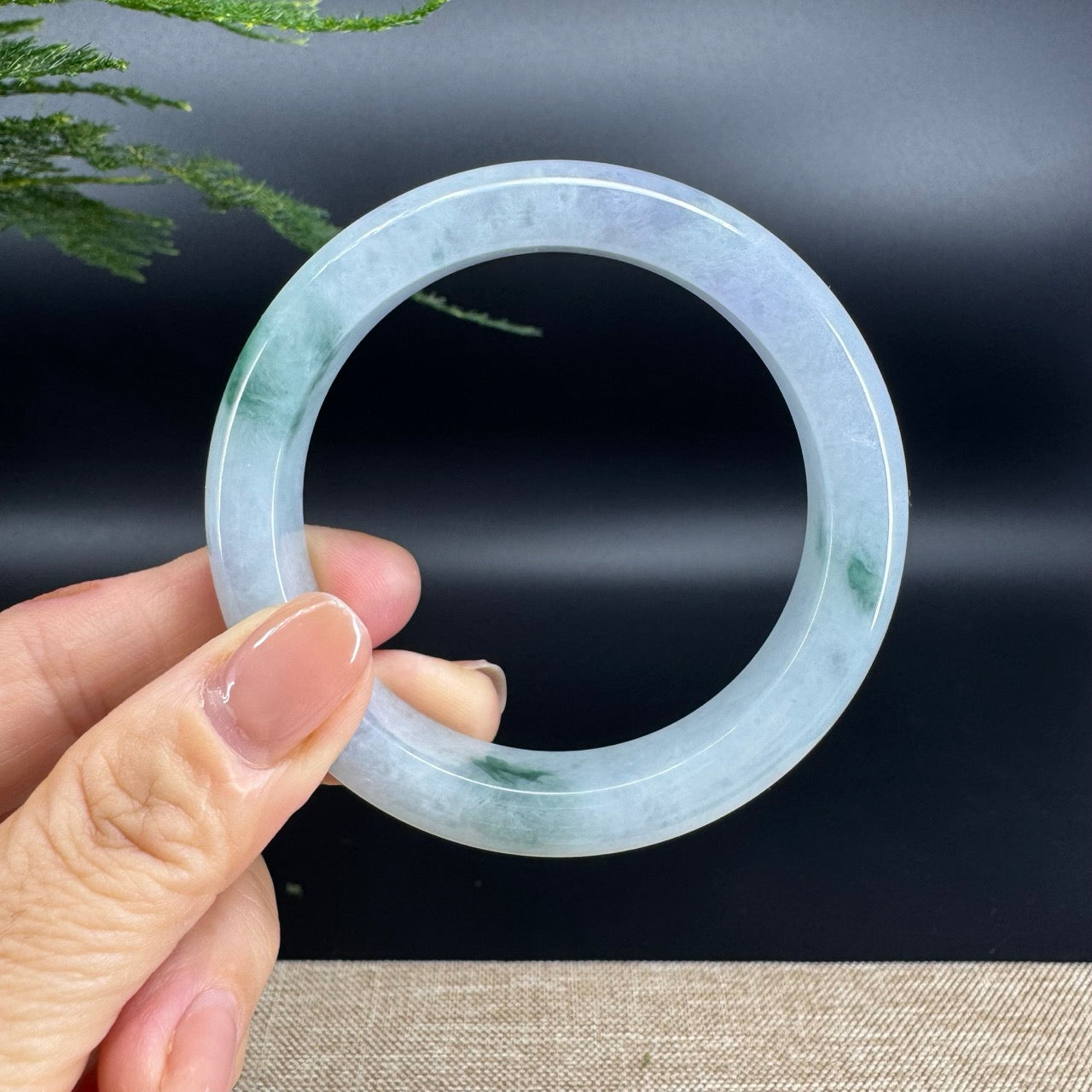 Genuine Burmese Green lavender Jade Jadeite Bangle Bracelet ( 57.1mm )