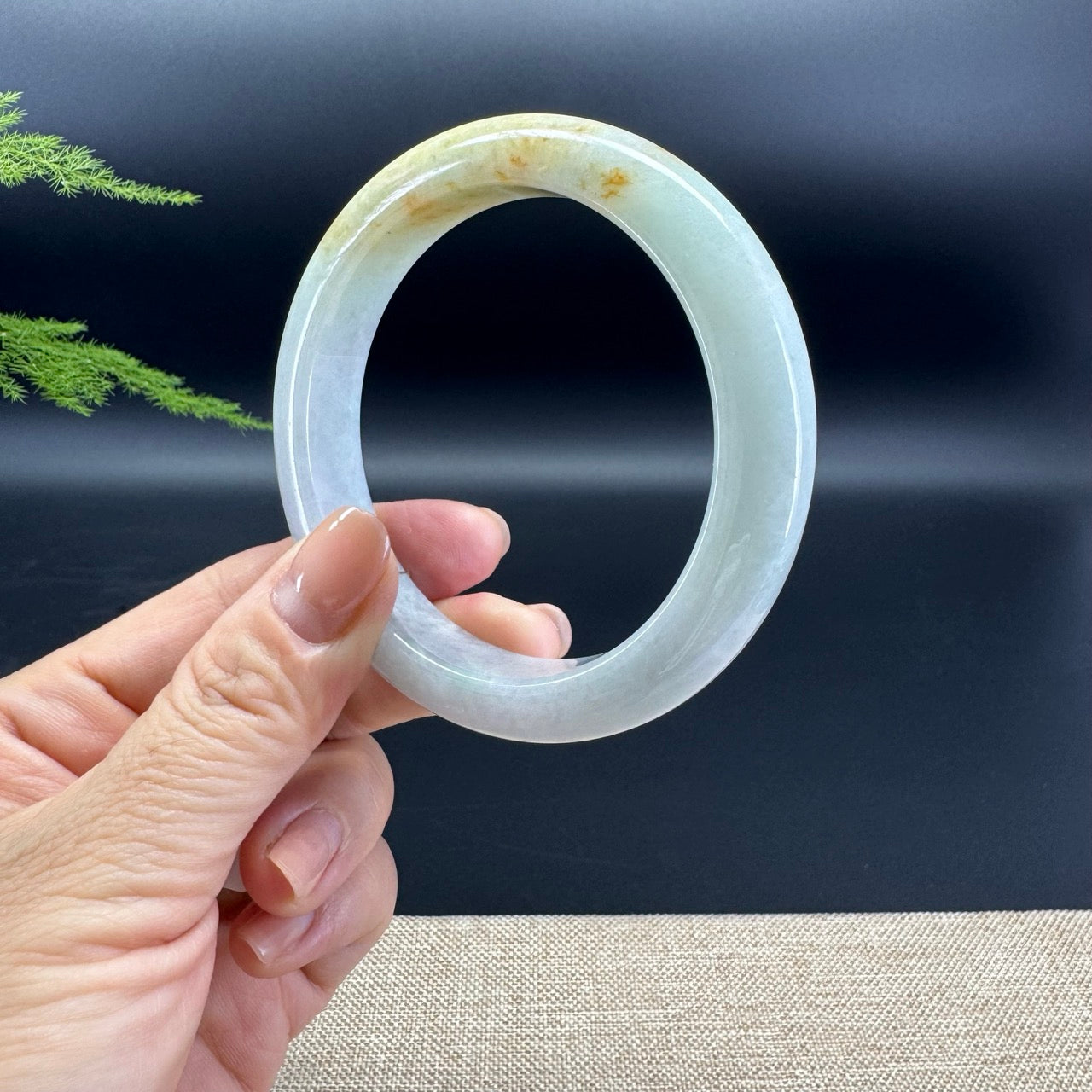 Genuine Burmese Yellow Green Jade Jadeite Bangle Bracelet ( 60.4mm )