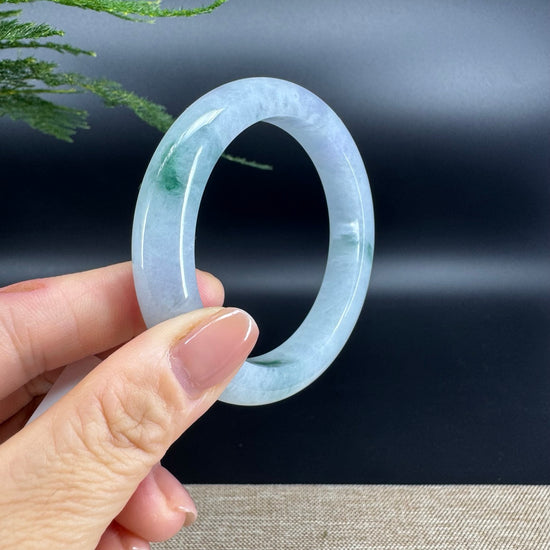 Genuine Burmese Green lavender Jade Jadeite Bangle Bracelet ( 57.1mm )