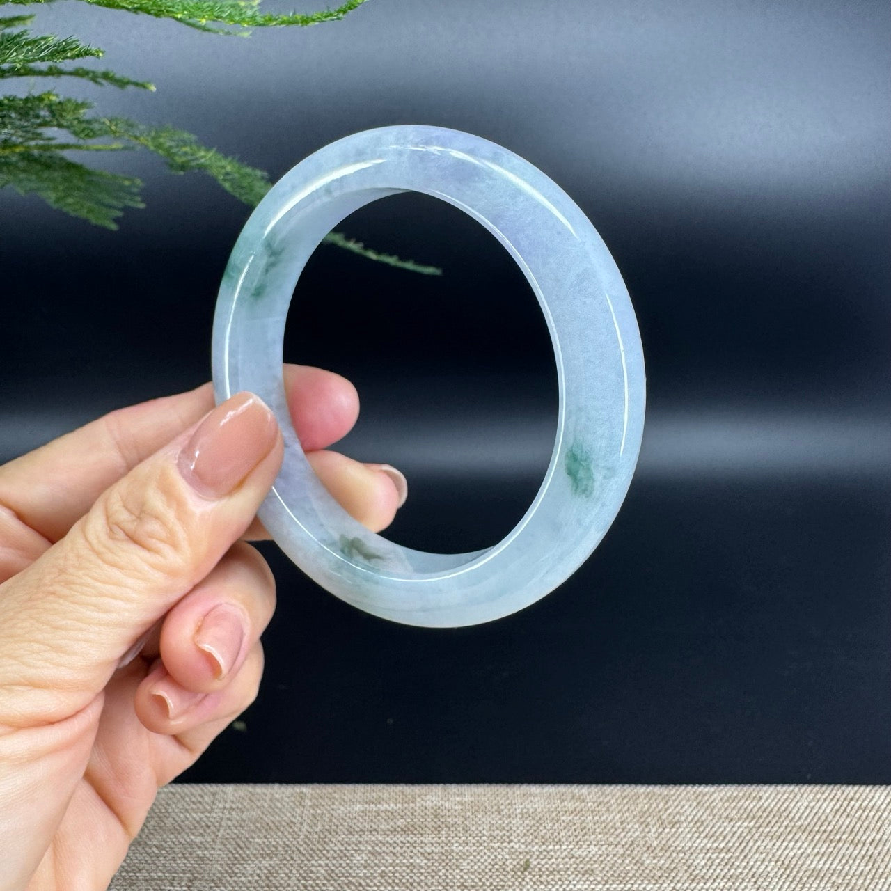 Genuine Burmese Green lavender Jade Jadeite Bangle Bracelet ( 57.1mm )