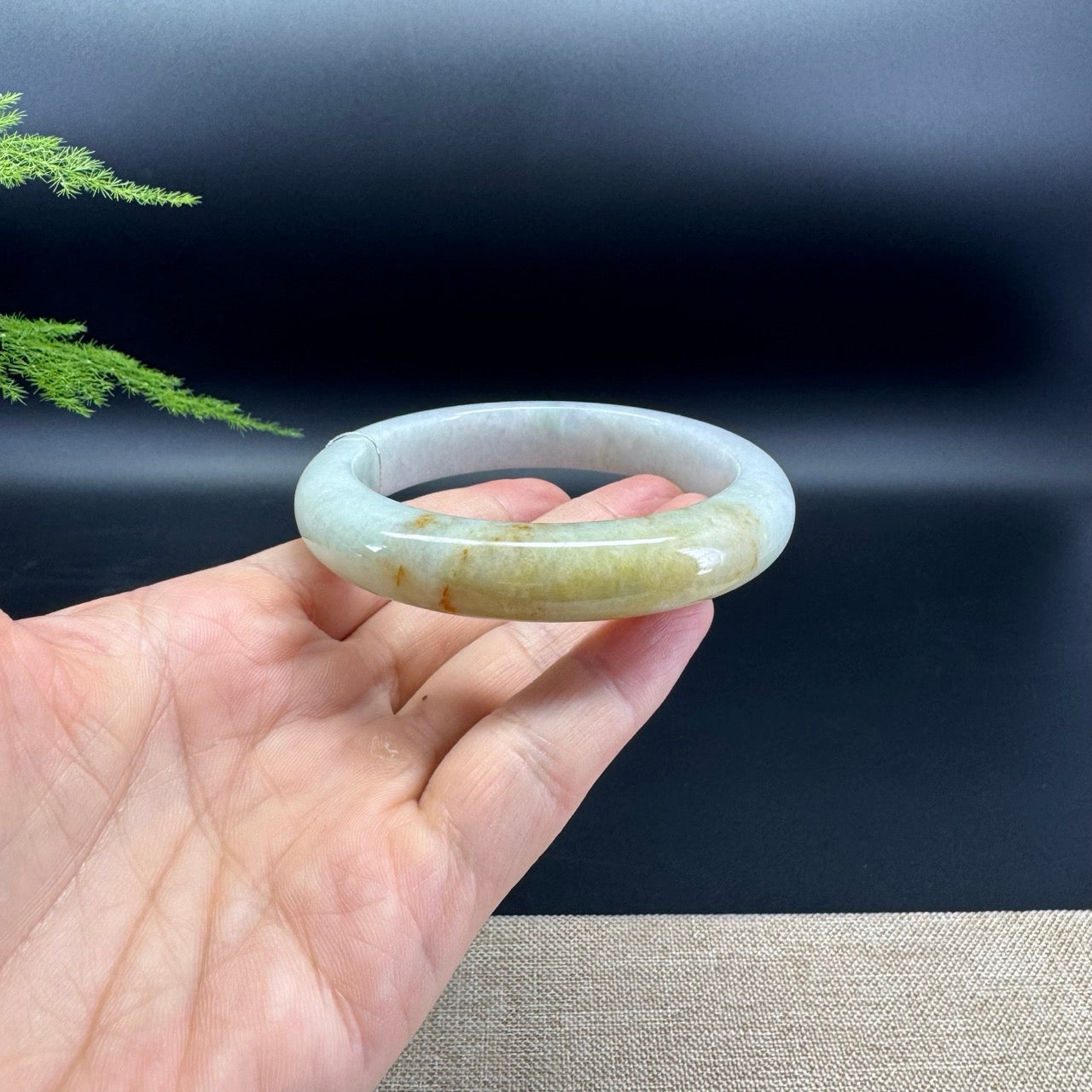 Genuine Burmese Yellow Green Jade Jadeite Bangle Bracelet ( 60.4mm )