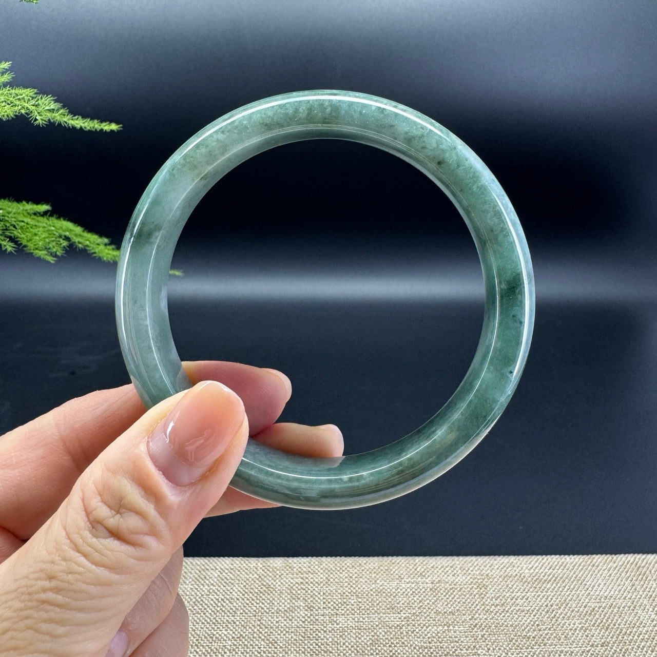 Genuine Burmese Lavender Green Jade Jadeite Bangle Bracelet ( 60.1mm )