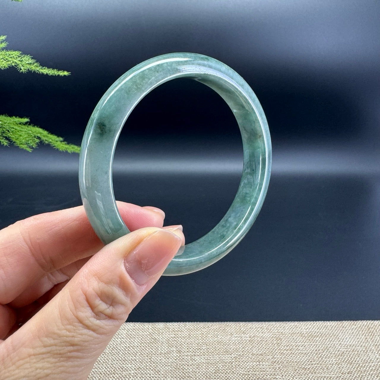 Genuine Burmese Lavender Green Jade Jadeite Bangle Bracelet ( 60.1mm )