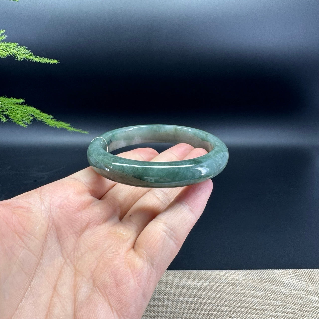 Genuine Burmese Lavender Green Jade Jadeite Bangle Bracelet ( 60.1mm )