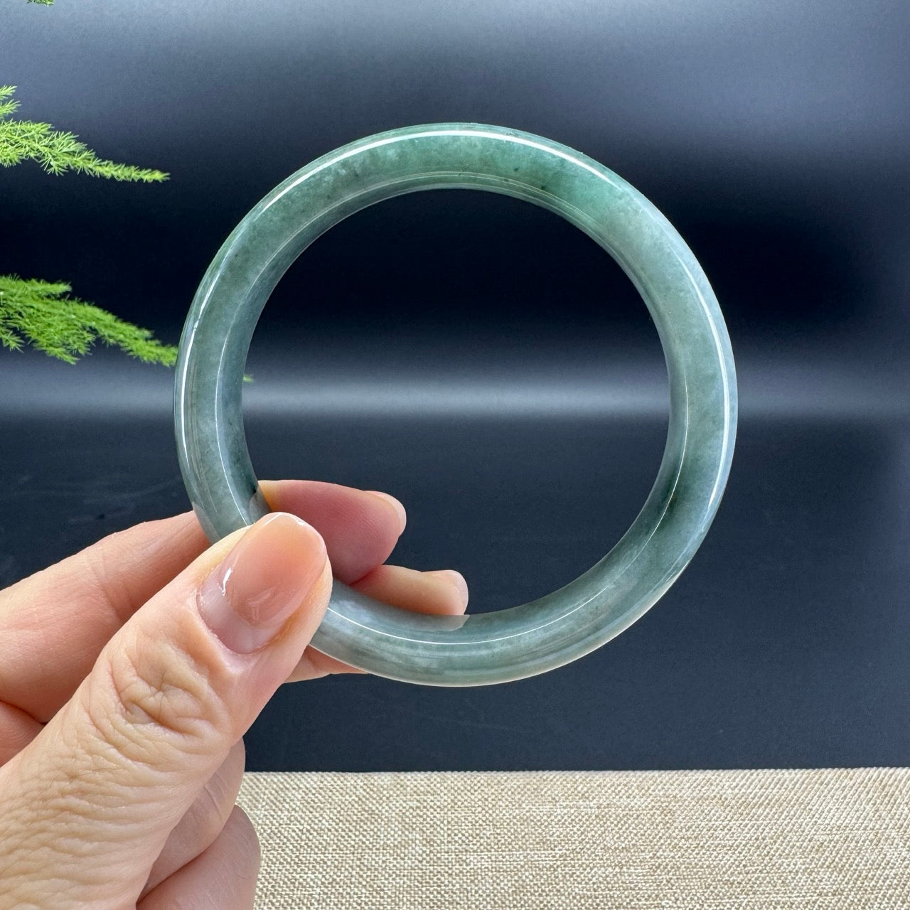 Genuine Burmese Lavender Green Jade Jadeite Bangle Bracelet ( 60.1mm )