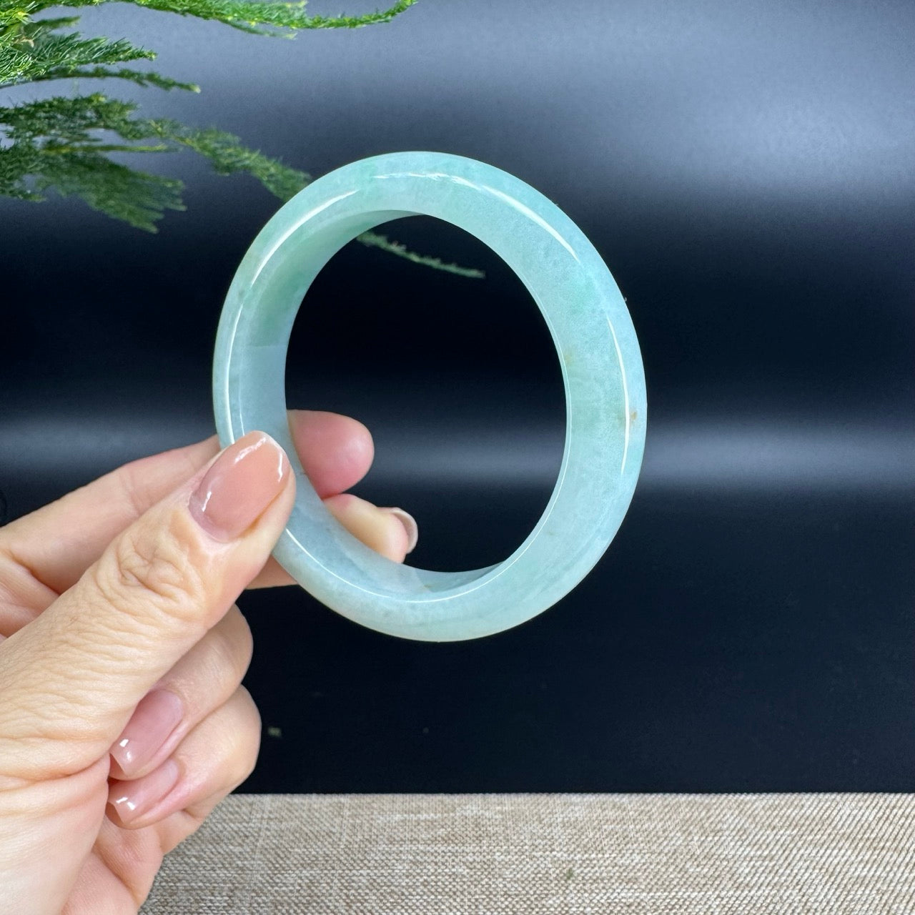 Genuine Burmese Apple Green Jade Jadeite Bangle Bracelet ( 57mm )