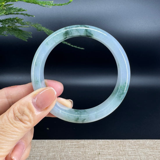 Genuine Burmese Lavender Green Jade Jadeite Bangle Bracelet ( 57.8mm )