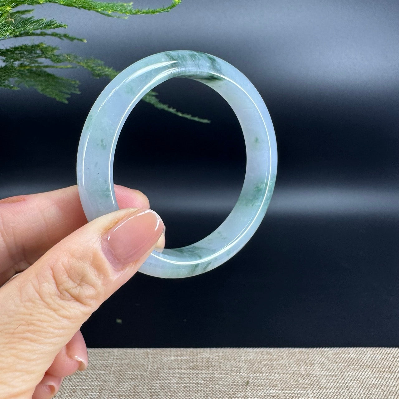 Genuine Burmese Lavender Green Jade Jadeite Bangle Bracelet ( 57.8mm )