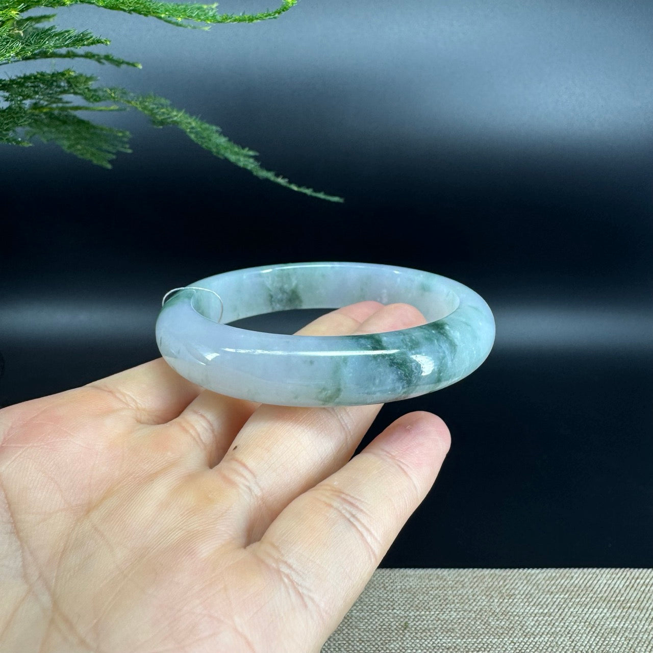 Genuine Burmese Lavender Green Jade Jadeite Bangle Bracelet ( 57.8mm )