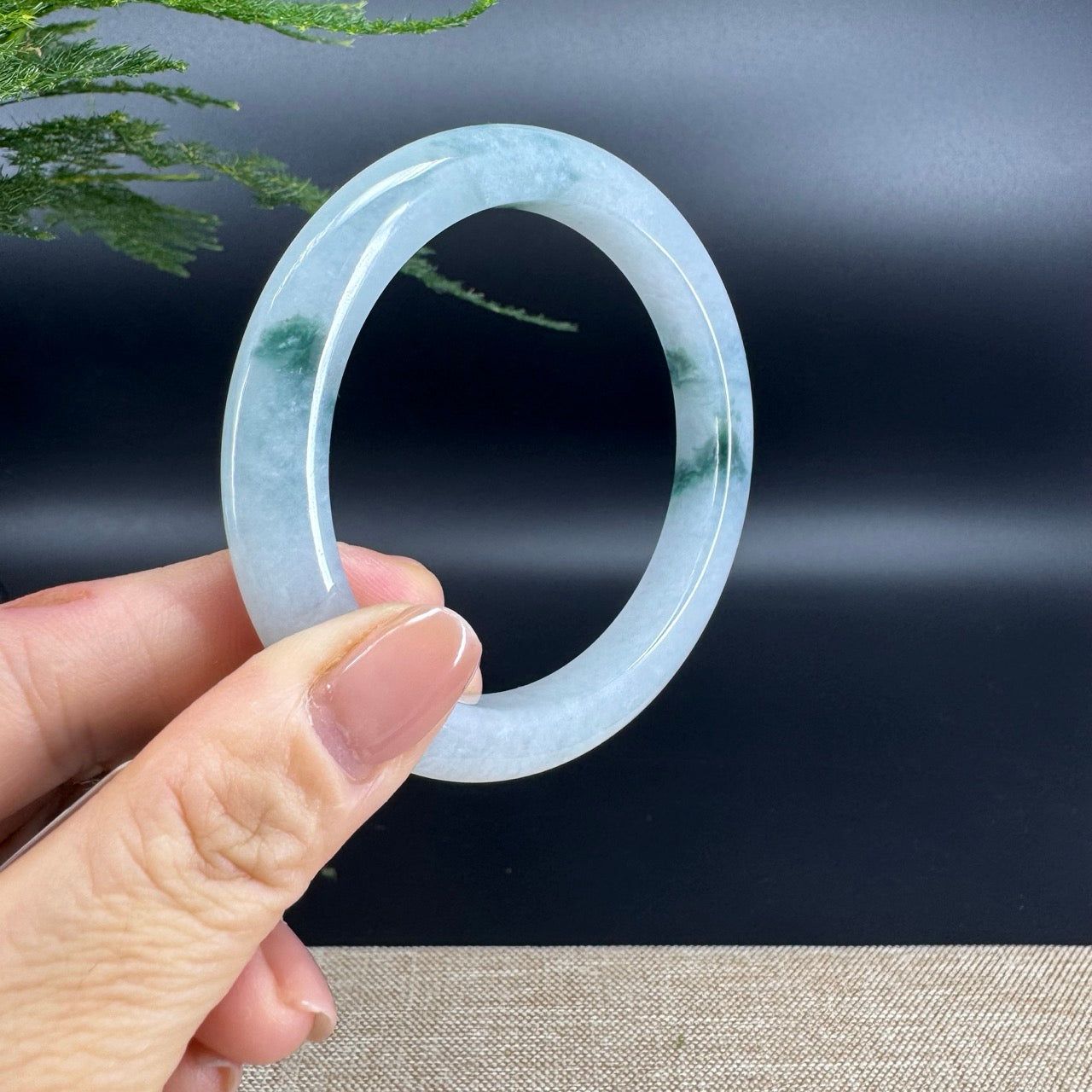 Genuine Burmese Icy Green Jade Jadeite Bangle Bracelet (57.7mm)
