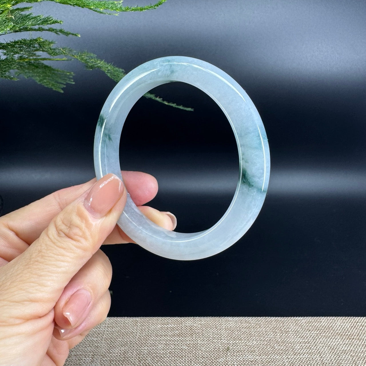 Genuine Burmese Icy Green Jade Jadeite Bangle Bracelet (57.7mm)