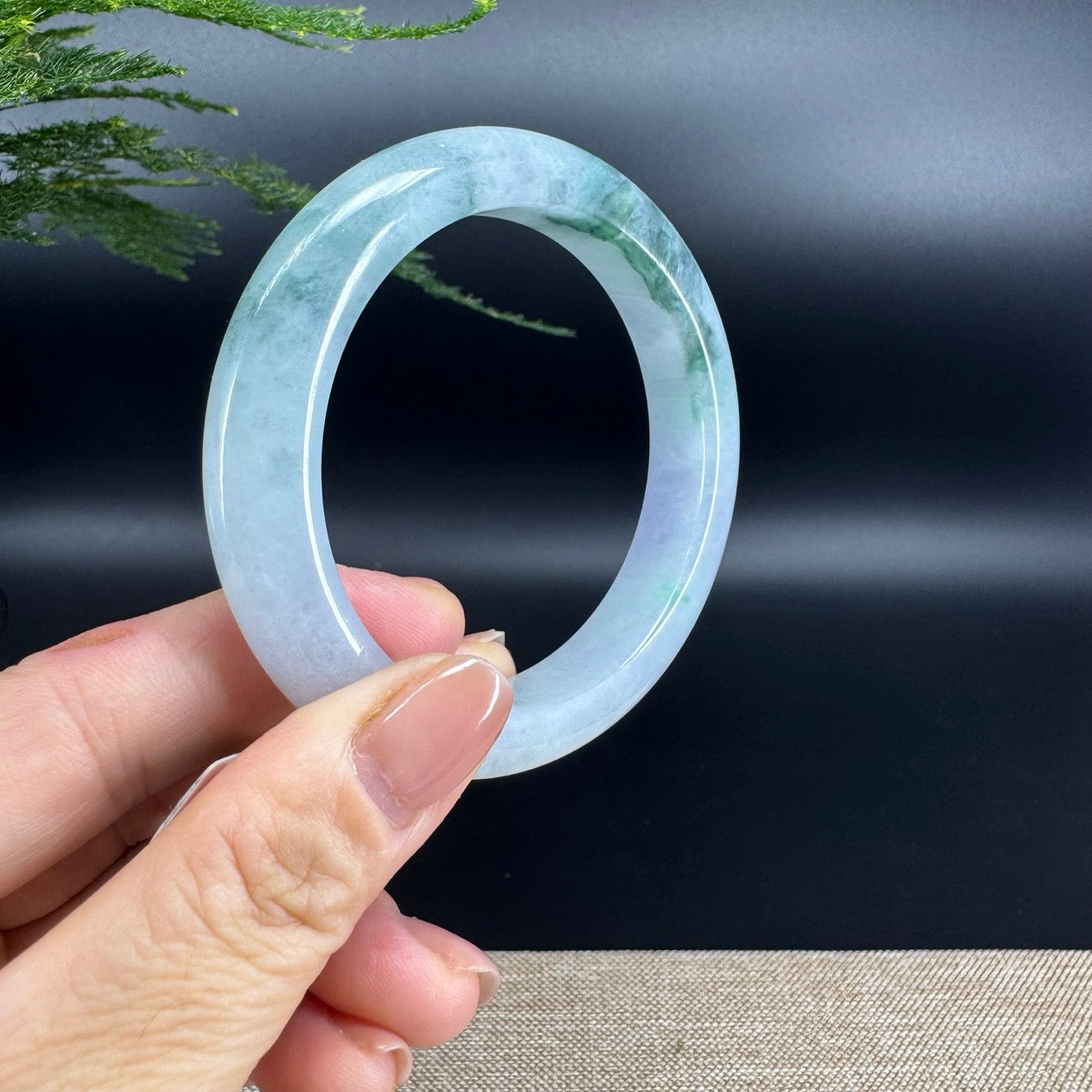 Genuine Burmese Icy Lavender Green Jade Jadeite Bangle Bracelet (57mm)