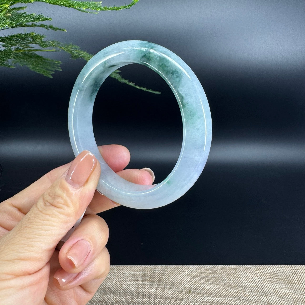 Genuine Burmese Icy Lavender Green Jade Jadeite Bangle Bracelet (57mm)