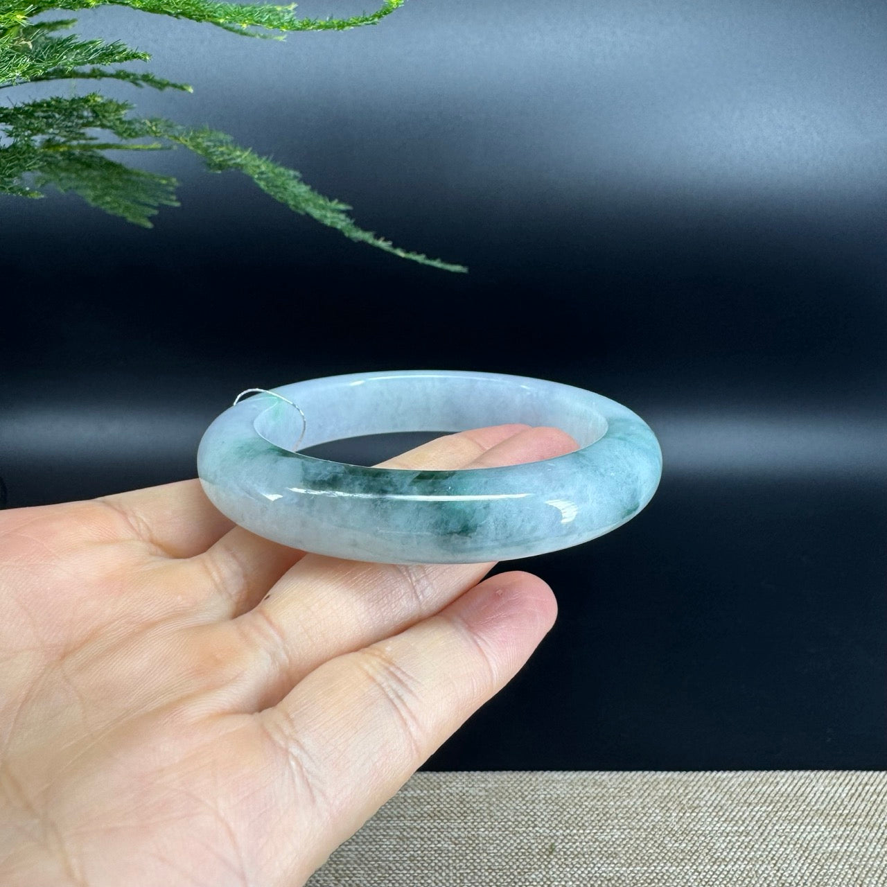 Genuine Burmese Icy Lavender Green Jade Jadeite Bangle Bracelet (57mm)