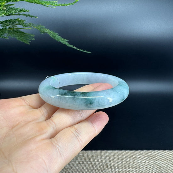 Genuine Burmese Icy Lavender Green Jade Jadeite Bangle Bracelet (57mm)