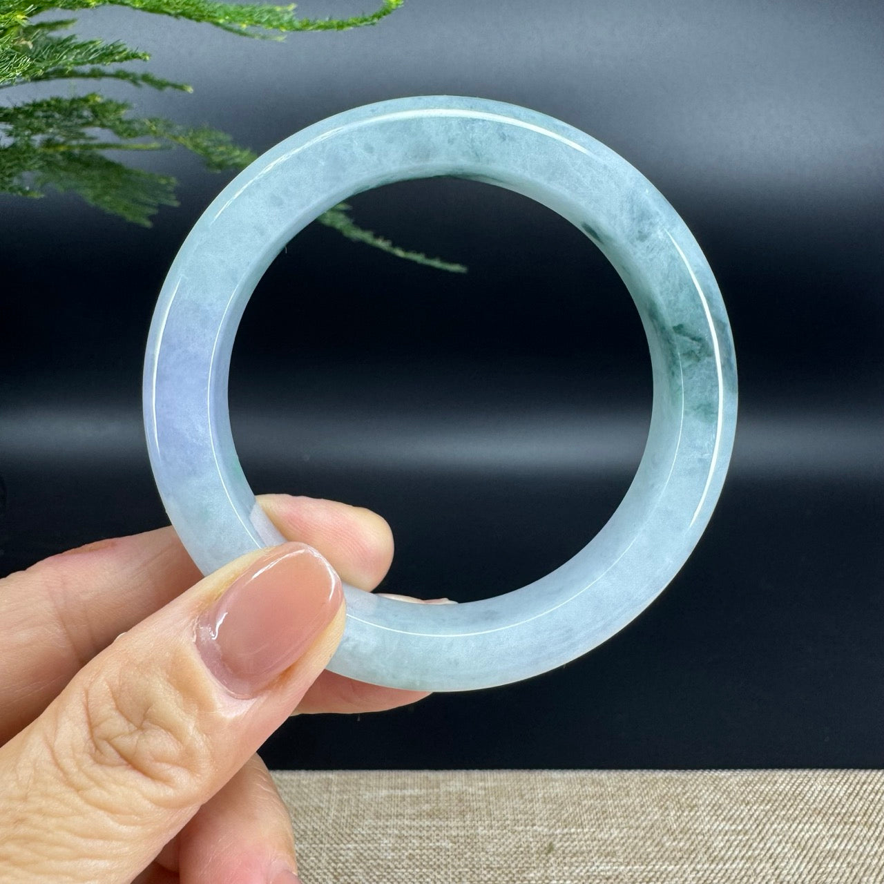 Genuine Burmese Icy Lavender Green Jade Jadeite Bangle Bracelet (57mm)