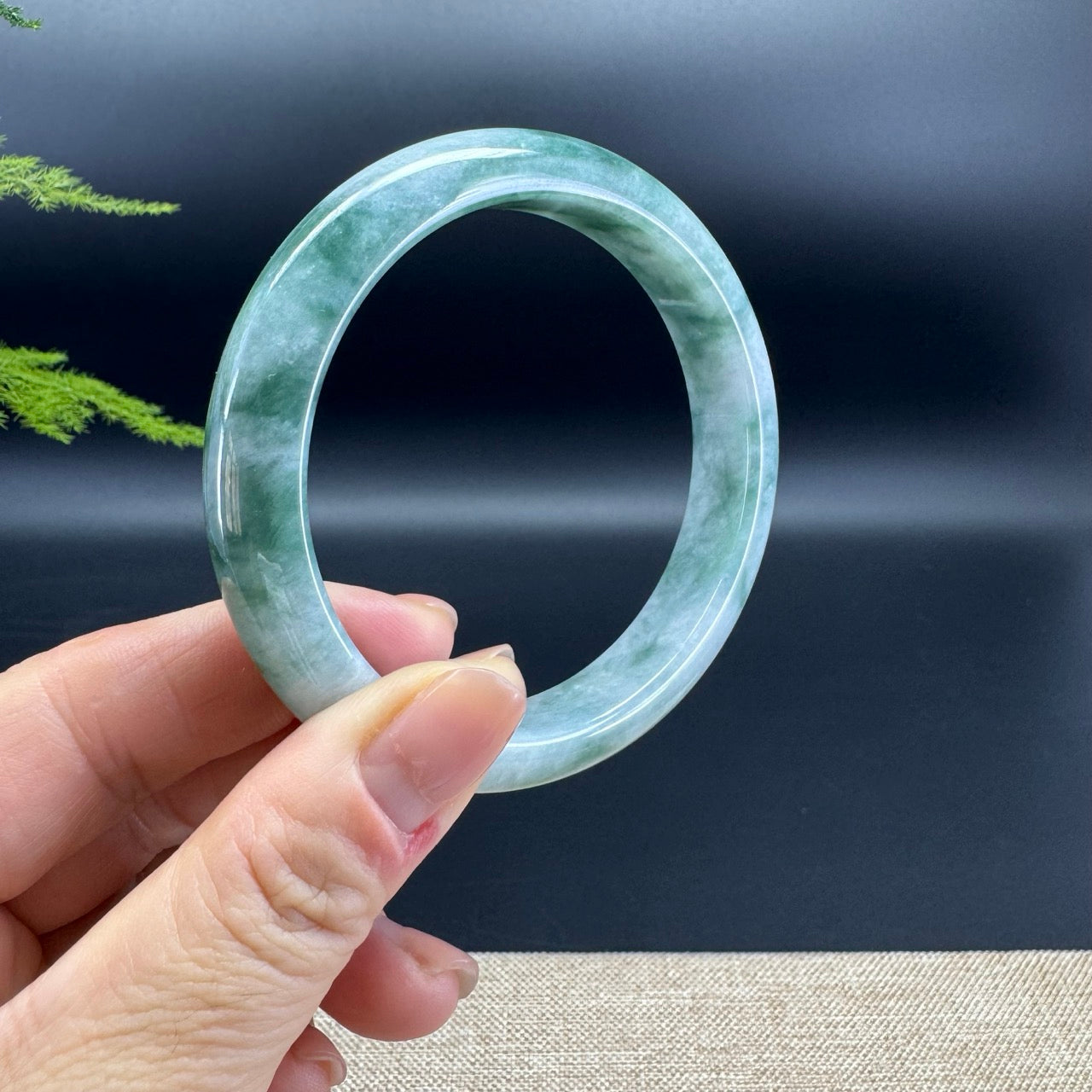 Genuine Burmese Lavender Green Jade Jadeite Bangle Bracelet ( 61.5mm )