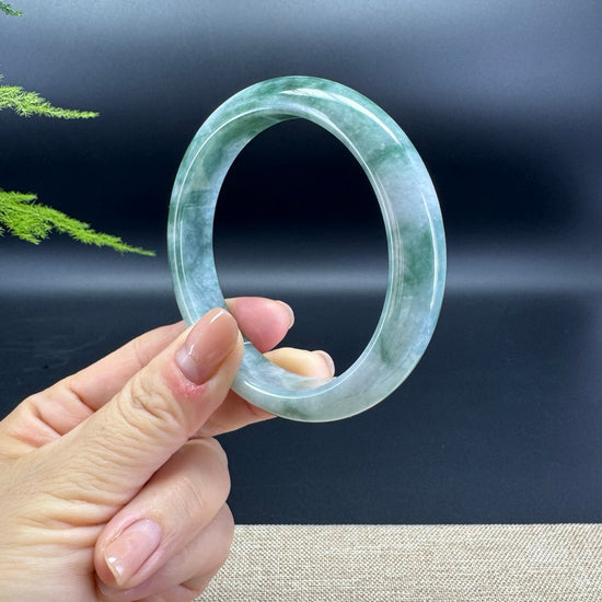 Genuine Burmese Lavender Green Jade Jadeite Bangle Bracelet ( 61.5mm )