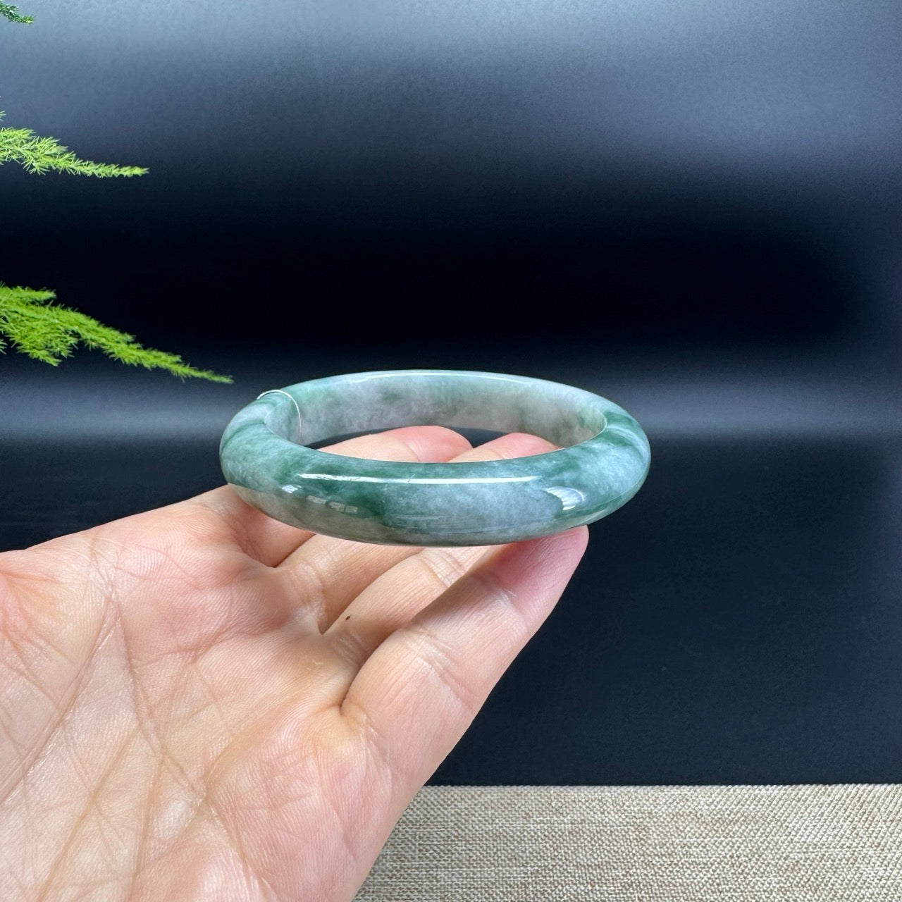 Genuine Burmese Lavender Green Jade Jadeite Bangle Bracelet ( 61.5mm )
