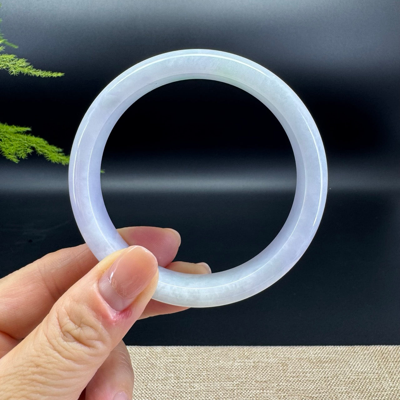 Genuine Burmese Lavender Green Jade Jadeite Bangle Bracelet ( 61.8mm )