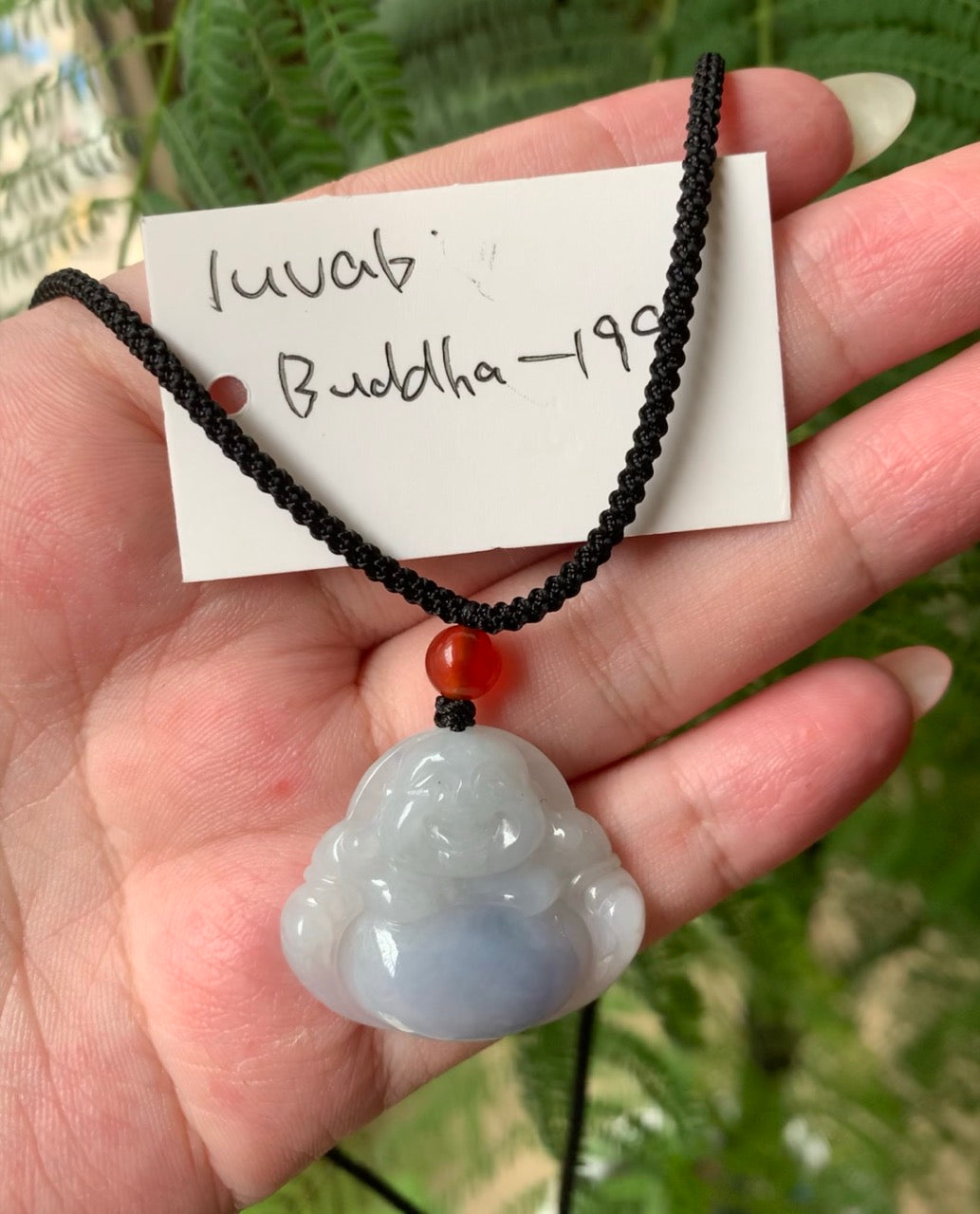 "Live" Natural Lavender Blue Jadeite Jade Buddha Pendant