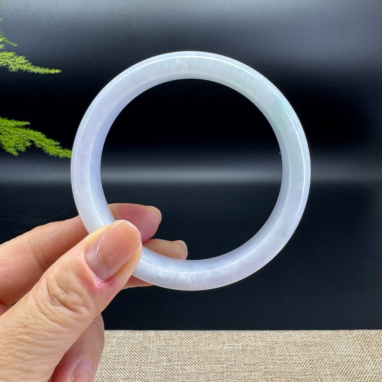 Genuine Burmese Lavender Green Jade Jadeite Bangle Bracelet ( 61.8mm )