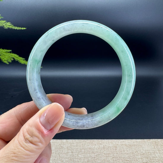 Genuine Burmese Icy Wuji Green Jade Jadeite Bangle Bracelet ( 61.3mm )