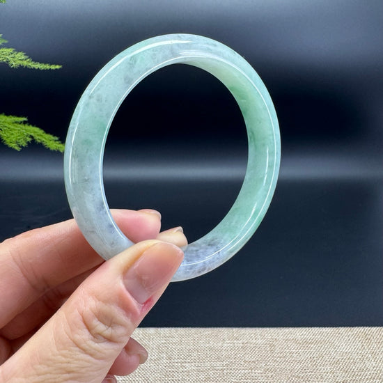 Genuine Burmese Icy Wuji Green Jade Jadeite Bangle Bracelet ( 61.3mm )