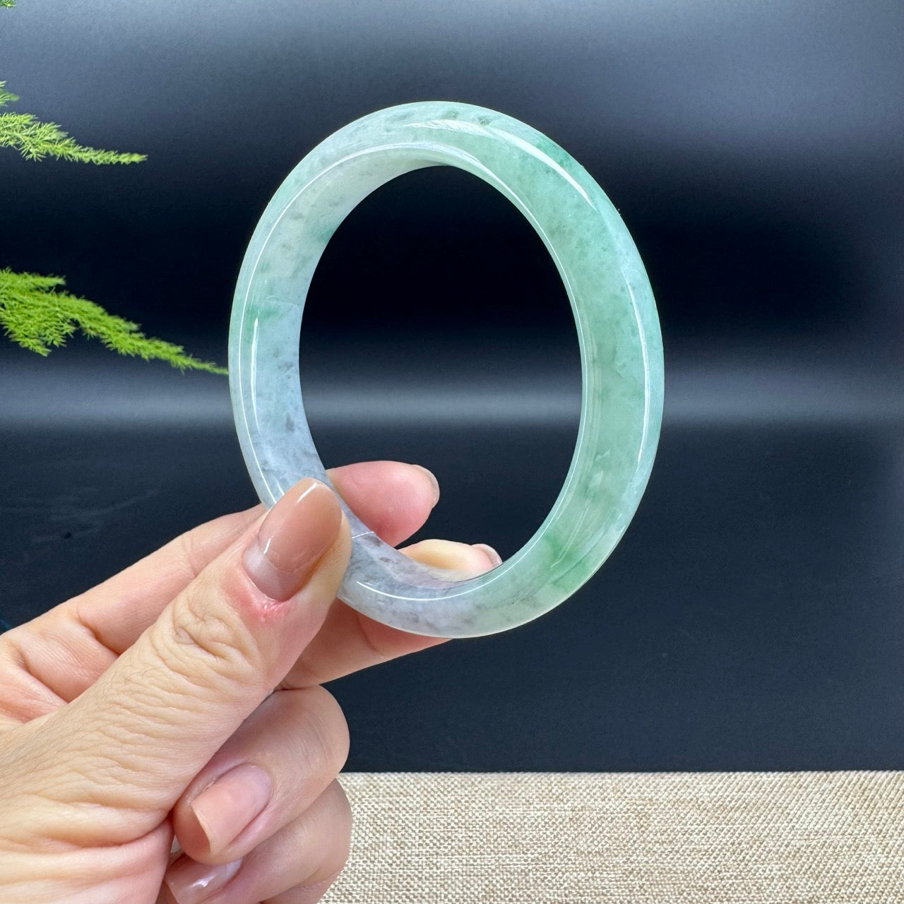 Genuine Burmese Icy Wuji Green Jade Jadeite Bangle Bracelet ( 61.3mm )
